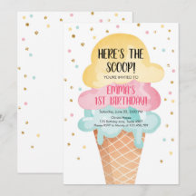 Pink Mint Ice Cream Cone Confetti Verjaardagsuitno