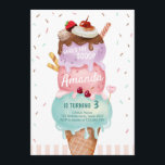 Pink Mint Ice Cream Cone Scoop Verjaardag Uitnodig Kaart<br><div class="desc">Sweet en Summer Thete nodigt u uit om je perfecte feestdag te vieren. Alle details zijn HAND-DRAWN zodat kunt u er zeker van zijn dat dit ontwerp één-van-een-soort is. Ice Creams zijn geweldig voor elk feestje. Hoe kan de komst van de zomer beter worden verwelkomd dan met een zoete en...</div>