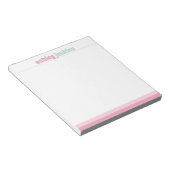 Pink & Mint Modern Name Minimalist Notepad Notitieblok (Schuin)