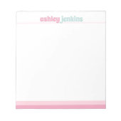 Pink & Mint Modern Name Minimalist Notepad Notitieblok (Voorkant)