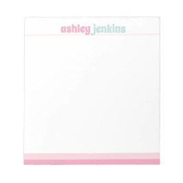 Pink & Mint Modern Name Minimalist Notepad Notitieblok