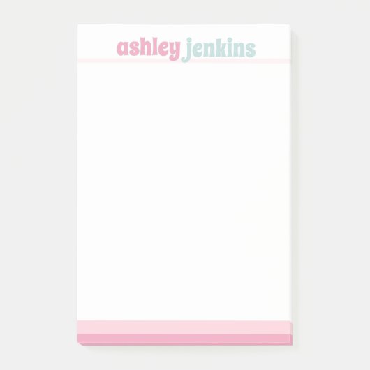 Pink & Mint Modern Name, Minimalist Post-it® Notes (Voorkant)