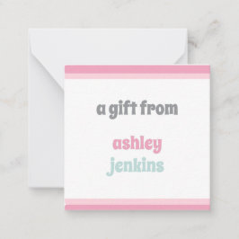 Pink & Mint Modern Name Square Gift Tag Notitiekaartje