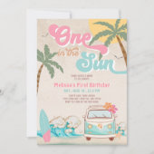 Pink Mint One in the Sun Surfen 1e verjaardag Kaart (Voorkant)