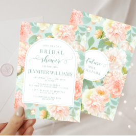 Pink Mint Peony Floral Boho Arch Vrijgezellenfeest Kaart