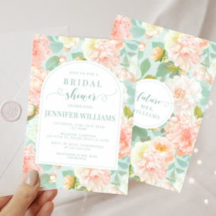 Pink Mint Peony Floral Boho Arch Vrijgezellenfeest Kaart