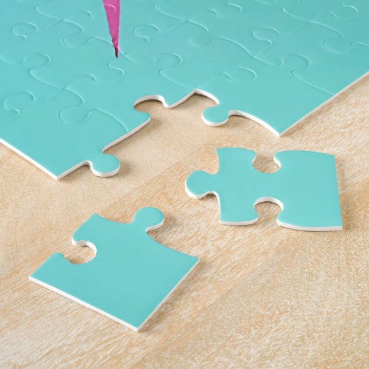 Pink Mint Retro Starburst Glow Legpuzzel (Zijkant)