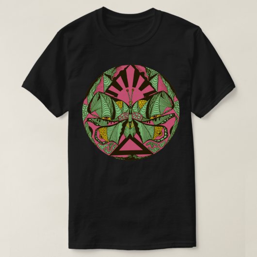 Pink Mint Sunrise Abstracte vlinder T-shirt (Design voorkant)