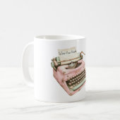 Pink Mint Typewriter Volg Je Hart Koffiemok (Voorkant links)