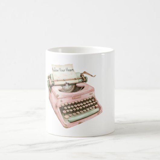 Pink Mint Typewriter Volg Je Hart Koffiemok (Center)