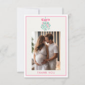 Pink Mistletoe Christmas Baby shower Bedankt (Voorkant)