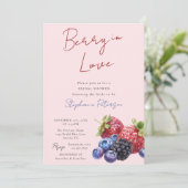 Pink Mixed Berries Berry In Love Bridal Shower Kaart (Staand voorkant)