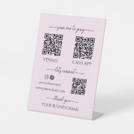 Pink Mobile Checkout Business qr code table topper Reclamebord Met Voetstuk