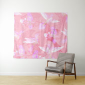 Pink Mockingbird Chinoiserie Pattern Wandkleed (In Situ (horizontaal))