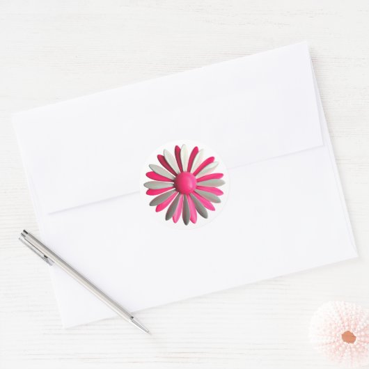 Pink MOD Flower Spring Summer Garden Weddenschap Ronde Sticker (Envelop)