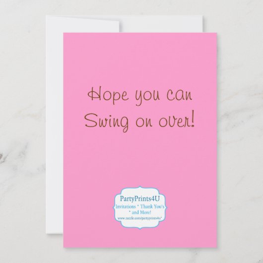 Pink Mod Monkey Girls Birthday Party Invite Kaart (Achterkant)