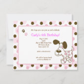 PINK MOD PUPPY Girl Birthday Invitations Kaart (Voorkant)