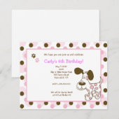 PINK MOD PUPPY Girl Birthday Invitations Kaart (Voorkant / Achterkant)