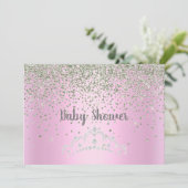  PINK MODERN BABY SHOWER CRYSTAL INVITATIE KAART (Staand voorkant)