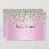  PINK MODERN BABY SHOWER CRYSTAL INVITATIE KAART (Voorkant / Achterkant)