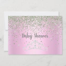 PINK MODERN BABY SHOWER CRYSTAL INVITATIE KAART