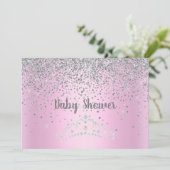  PINK MODERN BABY SHOWER CRYSTAL INVITATIE KAART (Staand voorkant)