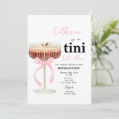 Pink Modern Bow Coffee Cocktail Birthday Kaart (Staand voorkant)