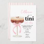 Pink Modern Bow Coffee Cocktail Birthday Kaart (Voorkant / Achterkant)