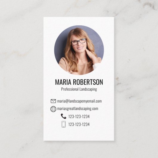 Pink Modern Business Photo QR Code Business Card Visitekaartje (Voorkant)