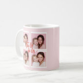 Pink Modern Christmas Photo Collage | Fa La La Koffiemok (Voorkant links)