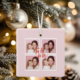 Pink Modern Christmas Photo Collage | Fa la la la Keramisch Ornament