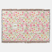 pink modern Custom Name MonogramThrow Blanket Deken (Voorkant)