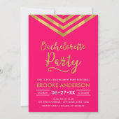 Pink Modern Faux Gold Chevron Bachelorette Party Kaart (Voorkant)