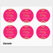 Pink Modern Faux Gold Chevron Bachelorette Party Ronde Sticker (Vel)