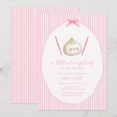 Pink Modern Girl Bow Asian Dumpling Baby Shower  Kaart (Voorkant / Achterkant)