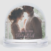 Pink Modern Love Couple's Photo Sneeuwbol (Achterkant)
