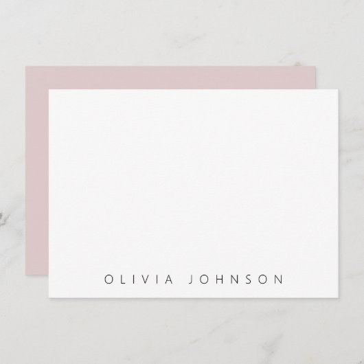 Pink Modern Minimalist Monogram Name Personalized Notitiekaartje (Voorkant / Achterkant)