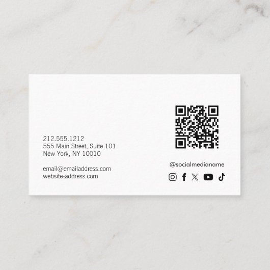 Pink Modern Minimalist Qr Code Social Media Visitekaartje (Achterkant)