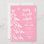 Pink Modern Minimalist Winter Baby Shower Kaart (Voorkant)