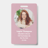 Pink Modern Photo QR Code Employee Badge (Voorkant)