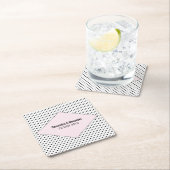 Pink Modern Polka Dots Wedding Kartonnen Onderzetters (Insitu)