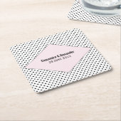 Pink Modern Polka Dots Wedding Kartonnen Onderzetters (Schuin)