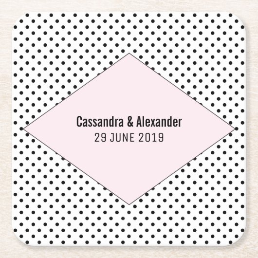 Pink Modern Polka Dots Wedding Kartonnen Onderzetters (Voorkant)