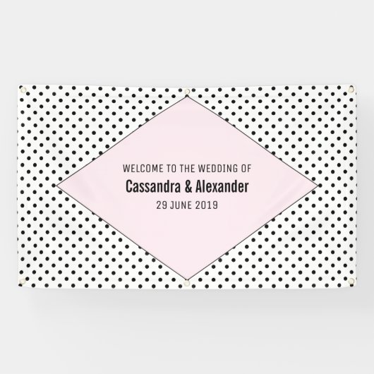 Pink Modern Polka Dots Wedding Spandoek (Horizontaal)