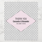 Pink Modern Polka Dots Wedding Wijn Etiket (Enkel label)