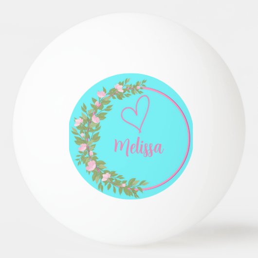 Pink Modern Script Girly Monogram Name Pingpongbal (Voorkant)