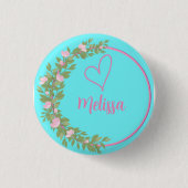 Pink Modern Script Girly Monogram Name Ronde Button 3,2 Cm (Voorkant)