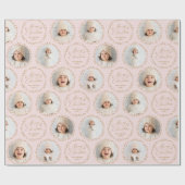 Pink Modern Script Merry Christmas Family 6 photo Cadeaupapier (Vlak)