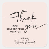 Pink modern, simple Thank You Sticker (Voorkant)