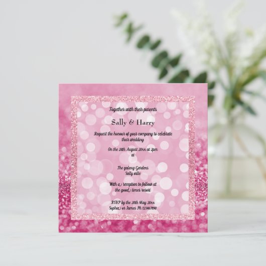 Pink Modern Sparkle Crystals Weddenschap Kaart (Staand voorkant)